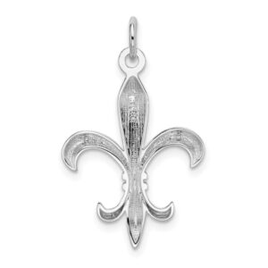 IceCarats 14K White Gold French Fleur De Lis Lily Flower Necklace Religious Pendant Saint Charm 30mm x 15mm Only