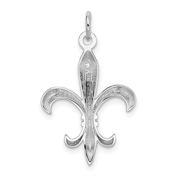 IceCarats 14K White Gold French Fleur De Lis Lily Flower Necklace Religious Pendant Saint Charm 30mm x 15mm Only