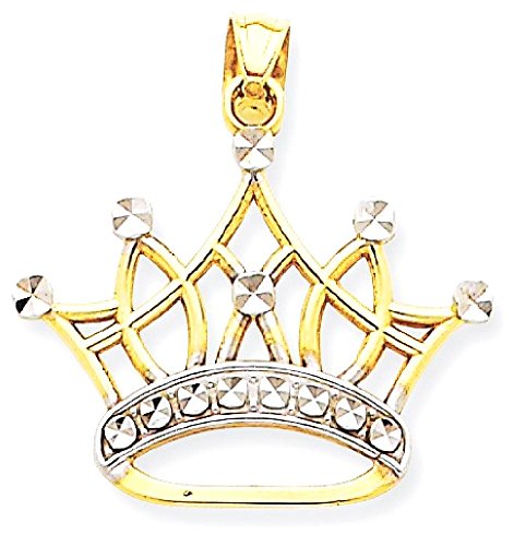 IceCarats 14K Yellow Gold Royal Princess Crown Necklace Charm Pendant Only