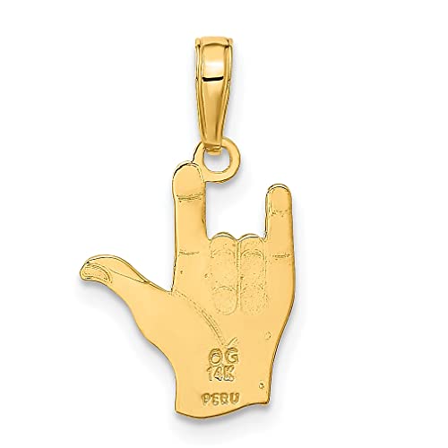 IceCarats 14K Yellow Gold I Love You Sign Language Necklace Charm Pendant 22mm x 12mm Only