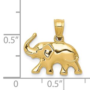 IceCarats 14K Yellow Gold Elephant Necklace Charm Pendant 18mm x 17mm Only