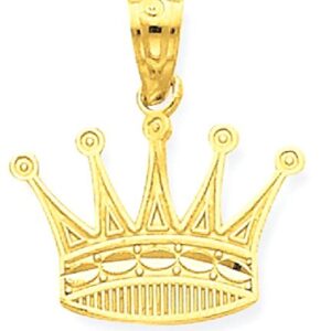 IceCarats 14K Yellow Gold Royal Princess Crown Necklace Charm Pendant 18mm x 15mm Only