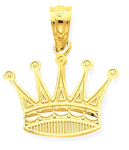 IceCarats 14K Yellow Gold Royal Princess Crown Necklace Charm Pendant 18mm x 15mm Only