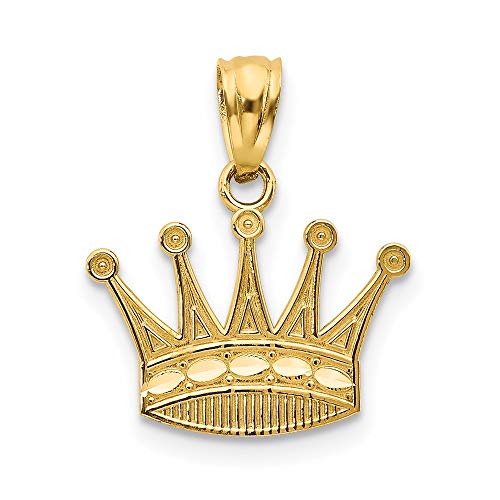 IceCarats 14K Yellow Gold Royal Princess Crown Necklace Charm Pendant 18mm x 15mm Only