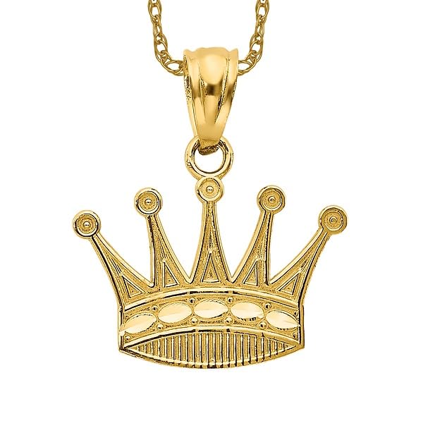 IceCarats 14K Yellow Gold Royal Princess Crown Necklace Charm Pendant 18mm x 15mm Only