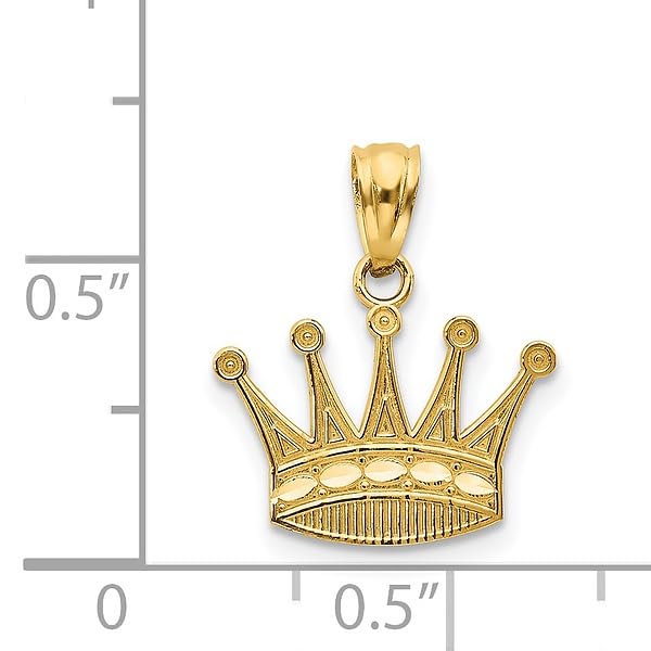 IceCarats 14K Yellow Gold Royal Princess Crown Necklace Charm Pendant 18mm x 15mm Only