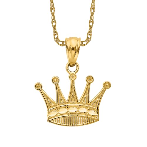 IceCarats 14K Yellow Gold Royal Princess Crown Necklace Charm Pendant 18mm x 15mm Only