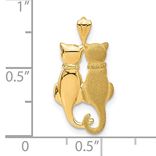 IceCarats 14K Yellow Gold Cats Necklace Charm Pendant 24mm x 12mm Only