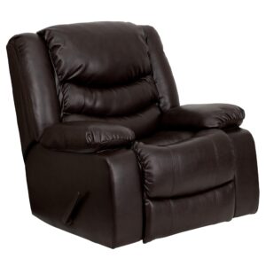 flash furniture plush brown leathersoft lever rocker recliner with padded arms