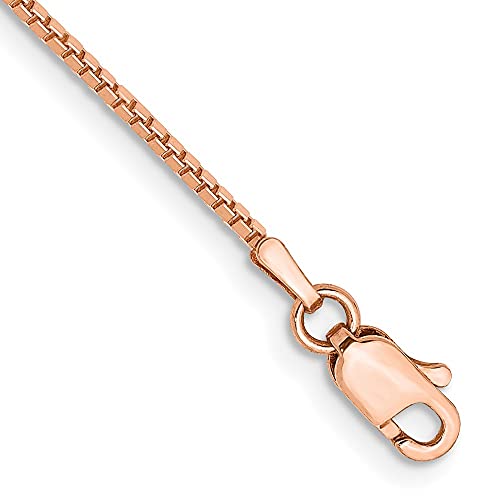 IceCarats 14K Rose Pink Gold 1mm Box Link Chain Bracelet 8 inch