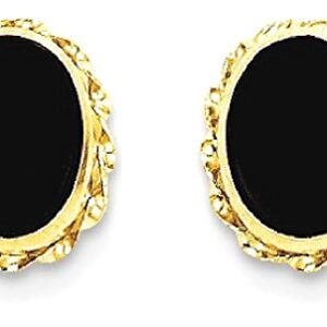 14K Yellow Gold Black Onyx Stud Earrings