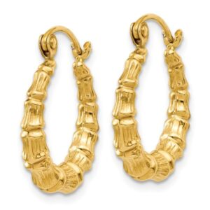 14K Yellow Gold Bamboo Round Hoop Earrings