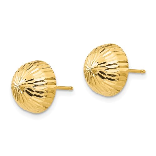 14K Yellow Gold 10mm Button Stud Earrings