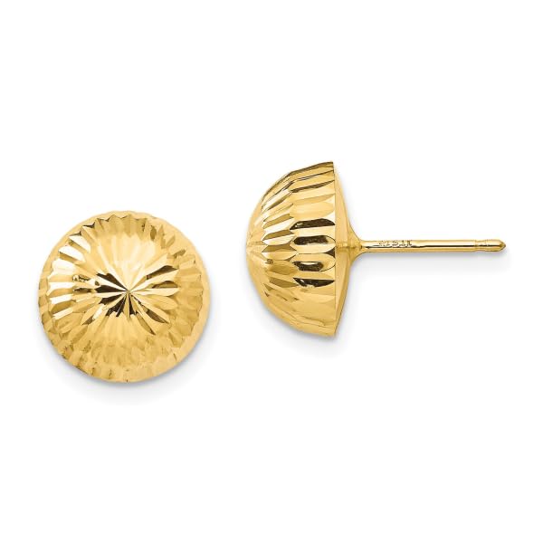 14K Yellow Gold 10mm Button Stud Earrings