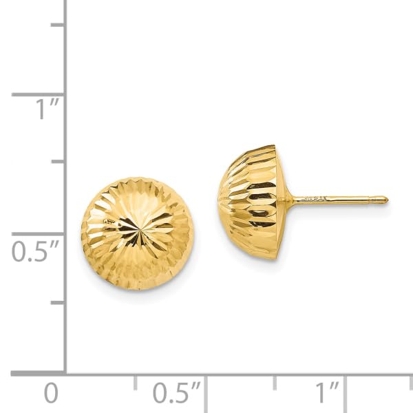 14K Yellow Gold 10mm Button Stud Earrings