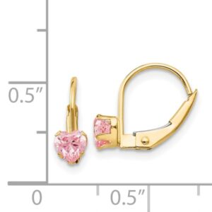 14K Yellow Gold 4mm Pink Cubic Zirconia CZ Drop Dangle Earrings