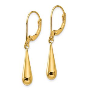 14K Yellow Gold Teardrop Drop Dangle Earrings