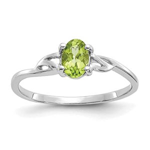 icecarats 14k white gold green peridot ring august birthstone jewelry size 7.00