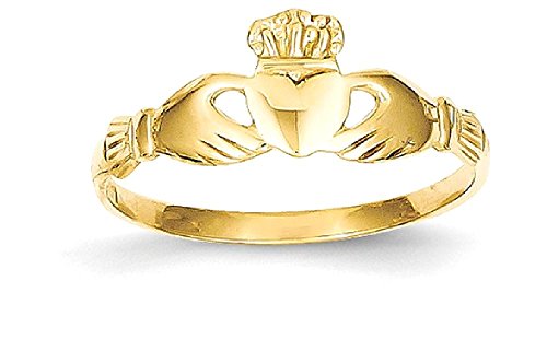 14K Yellow Gold Heart Love Irish Claddagh Celtic Ring Jewelry Size 7.00