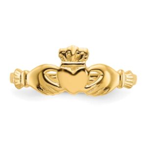 14K Yellow Gold Heart Love Irish Claddagh Celtic Ring Jewelry Size 7.00