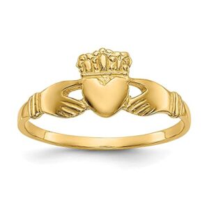 14K Yellow Gold Heart Love Irish Claddagh Celtic Ring Jewelry Size 6.00