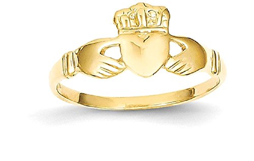 14K Yellow Gold Heart Love Irish Claddagh Celtic Ring Jewelry Size 6.00