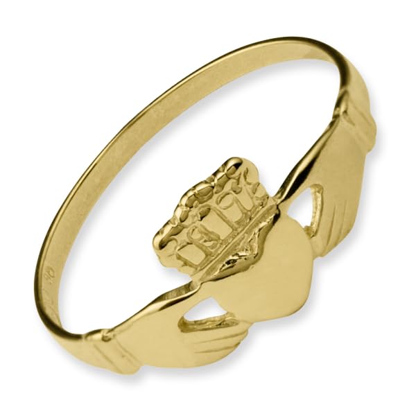 14K Yellow Gold Heart Love Irish Claddagh Celtic Ring Jewelry Size 6.00