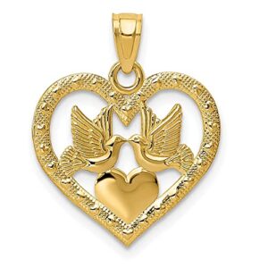 icecarats 14k yellow gold doves heart necklace love pendant charm only