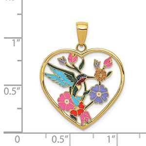 IceCarats 14K Yellow Gold Hummingbird Flowers Heart Love Necklace Bird Pendant Charm Only