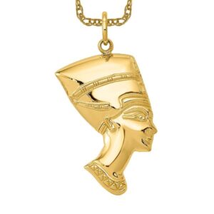 icecarats 14k yellow gold queen nefertiti necklace egyptian goddess pendant african charm 31mm x 16mm only