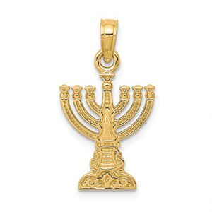 14K Yellow Gold Menorah Necklace Judaica Religious Pendant Israel Charm 23mm x 12mm Only