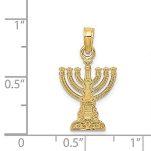 14K Yellow Gold Menorah Necklace Judaica Religious Pendant Israel Charm 23mm x 12mm Only