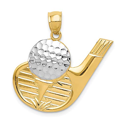 IceCarats 14K Yellow Gold Golf Necklace Charm Sports Pendant 27mm x 24mm Only