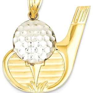 IceCarats 14K Yellow Gold Golf Necklace Charm Sports Pendant 27mm x 24mm Only