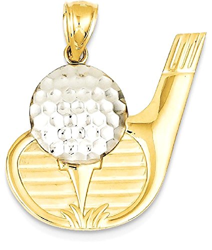 IceCarats 14K Yellow Gold Golf Necklace Charm Sports Pendant 27mm x 24mm Only