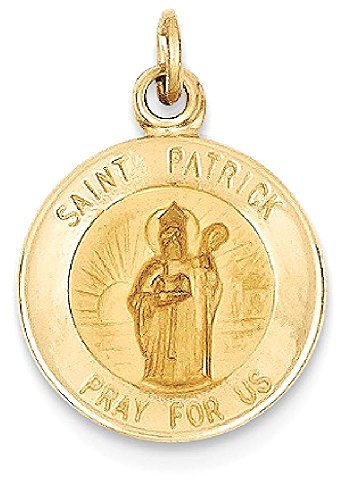 IceCarats 14K Yellow Gold Saint Patrick Medal Necklace Charm Pendant 19mm x 12mm Only