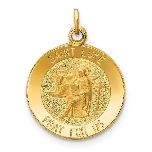 IceCarats 14K Yellow Gold Saint Luke Medal Necklace Charm Pendant Only