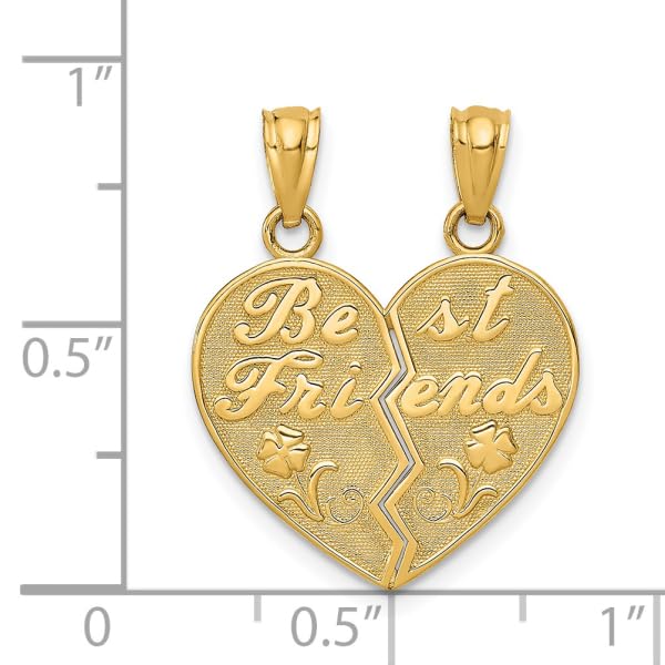 IceCarats 14K Yellow Gold Best Friends Heart Love Break Apart Pendants Necklace Charm Pendant