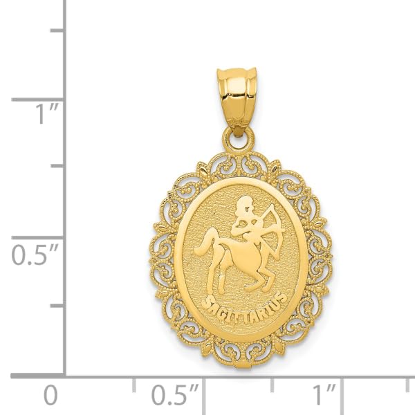 14K Yellow Gold Sagittarius Zodiac Necklace Archer Horoscope Pendant November December Birthday Charm Astrology Jewelry (Archer) Only