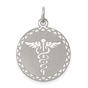 icecarats 925 sterling silver nurse caduceus paramedic emt doctor medical student nursing symbol disc necklace charm pendant only