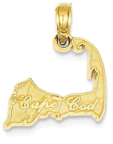 IceCarats 14K Yellow Gold Cape Cod Map Necklace Charm Pendant Only