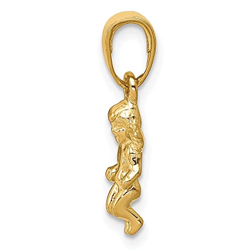 IceCarats 14K Yellow Gold Small Guardian Angel Necklace Protect Us Cherub Pendant Religious Charm 19mm x 9mm Only