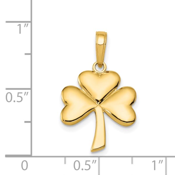 IceCarats 14K Yellow Gold Lucky Clover Leaf Shamrock Flower Necklace Heart Claddagh Celtic Charm Pendant Irish Jewelry 25mm x 15mm Only