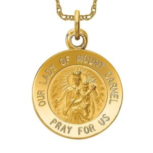 14k yellow gold our lady of mt. carmel medal necklace charm pendant only