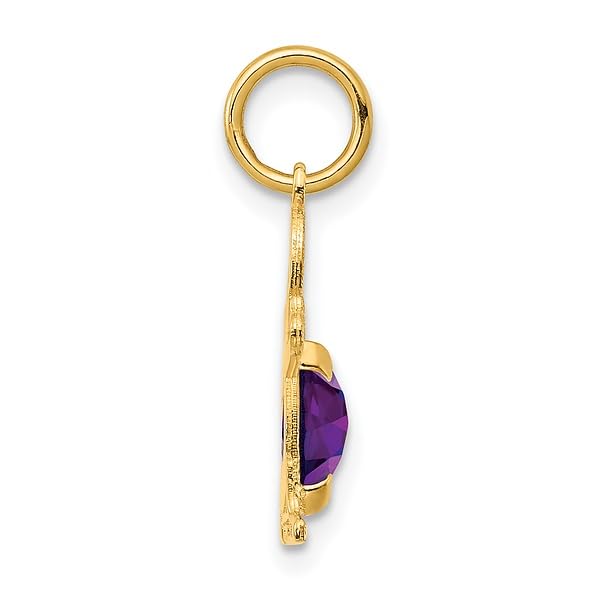 IceCarats 14K Yellow Gold Boy Oval Purple Amethyst Necklace Charm Pendant February Birthstone Jewelry (Amethyst) Only