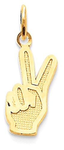 14K Yellow Gold Peace Sign Inspirational Symbol Necklace Charm Pendant Only