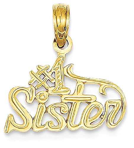 IceCarats 14K Yellow Gold Best Sister Necklace Charm Pendant 17mm x 15mm Only