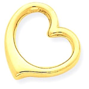 IceCarats 14K Yellow Gold Heart Love Floating Chain Slide Pendant Necklace Charm 12mm x 11mm Only