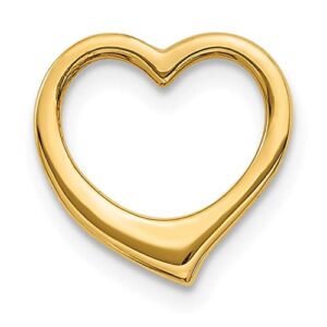 IceCarats 14K Yellow Gold Heart Love Floating Chain Slide Pendant Necklace Charm 12mm x 11mm Only