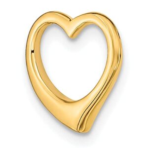 IceCarats 14K Yellow Gold Heart Love Floating Chain Slide Pendant Necklace Charm 12mm x 11mm Only